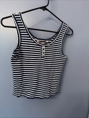 So Striped Navy & White Knit Tank Top
